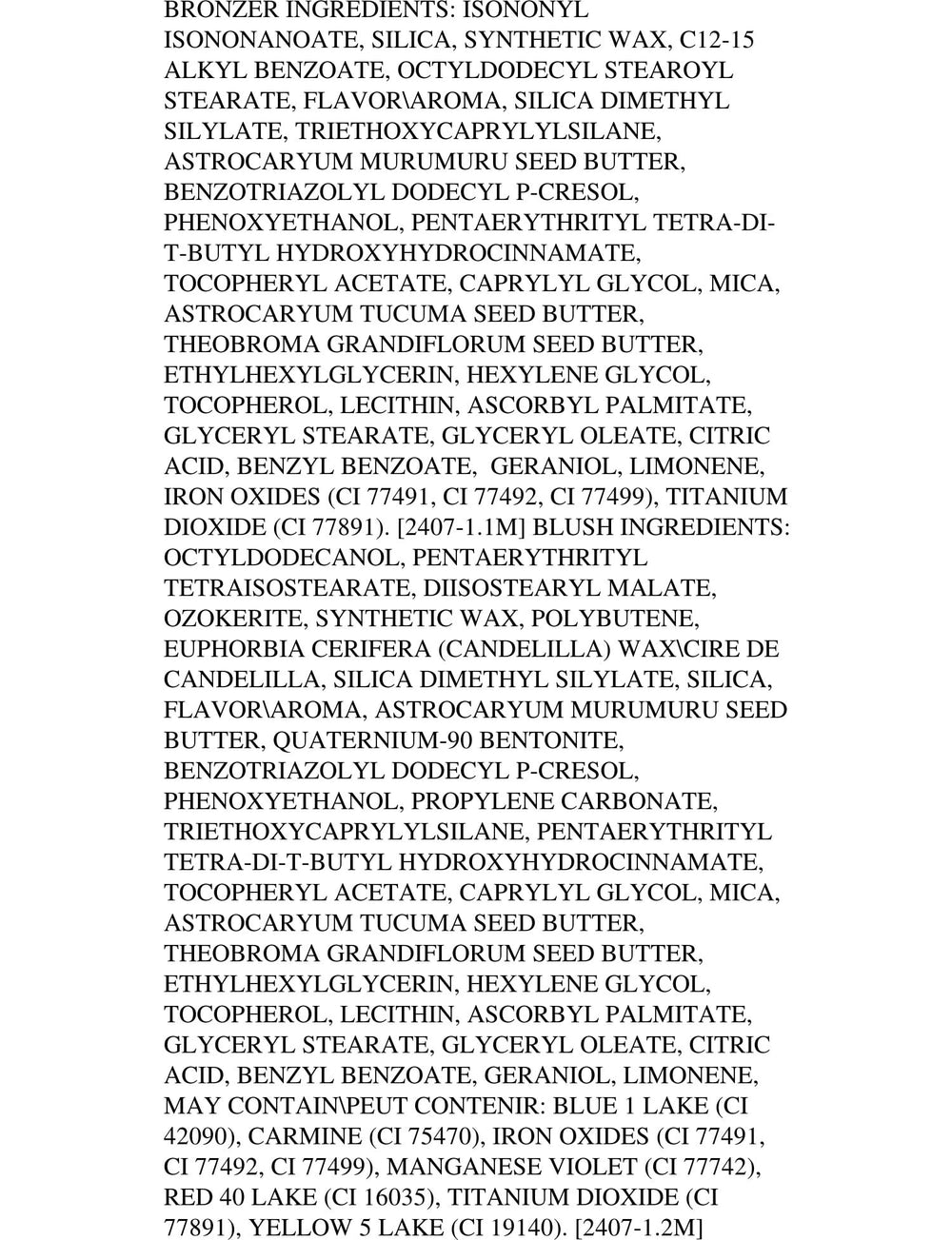 Physicians Formula caja y etiqueta que resaltan ingredientes y claims