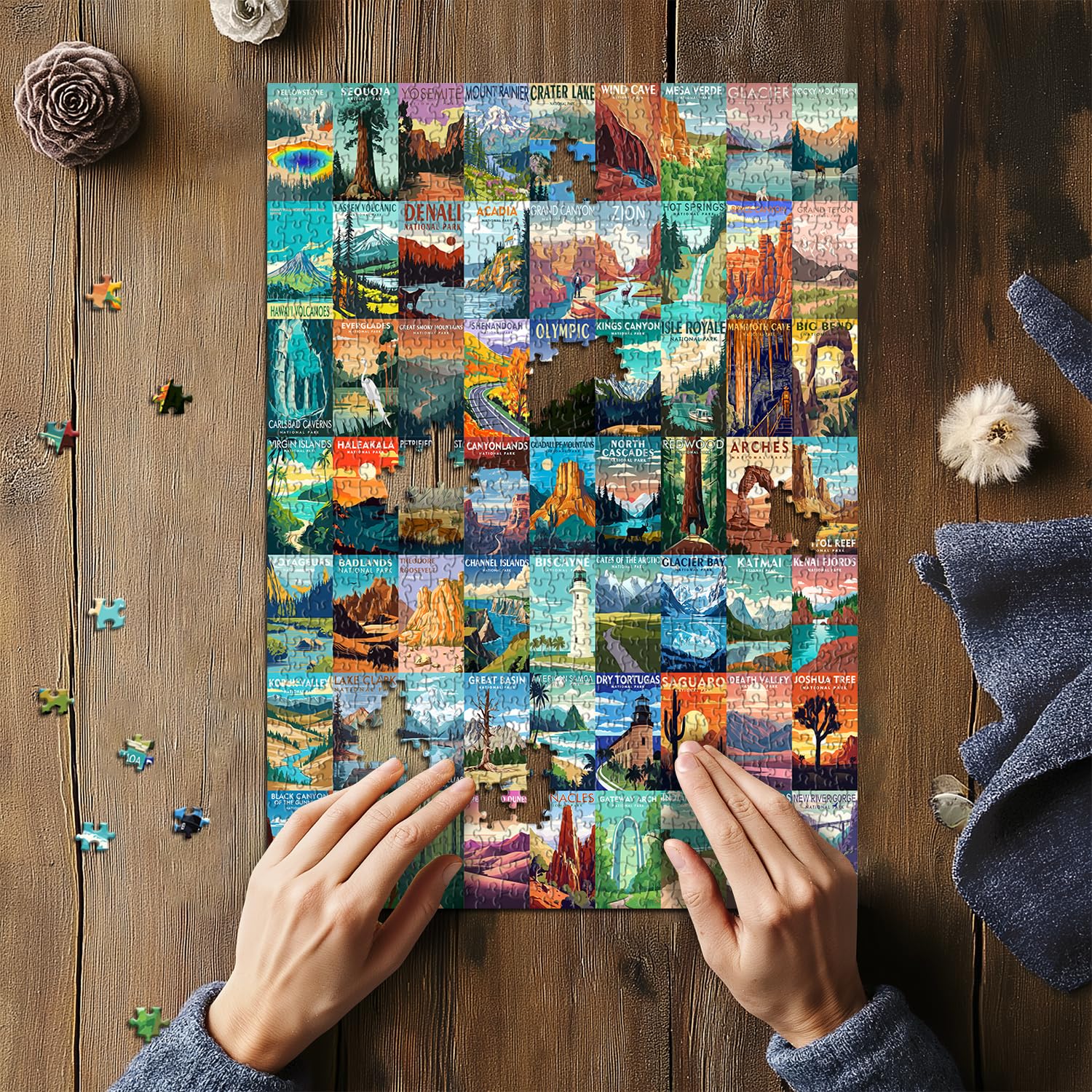 PICKFORU reverso del póster con mapa de parques nacionales de EE. UU.
