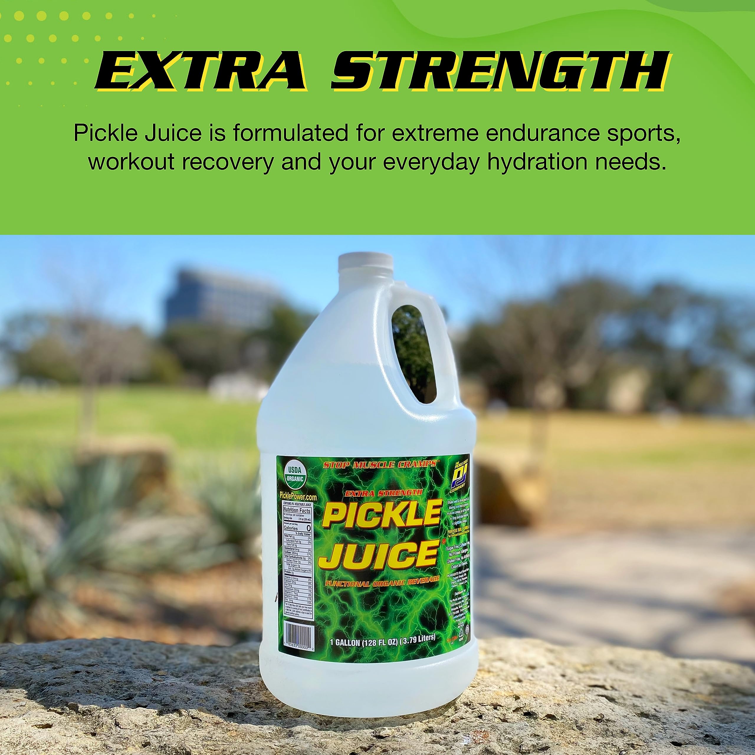 Pickle Juice pouring close-up showing concentrated vinegar blend benefits