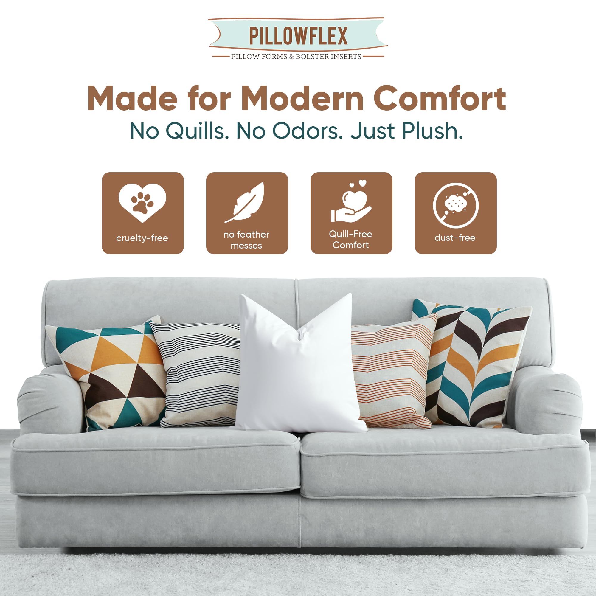 Pillowflex esquinas definidas para fundas 18x18 con buen efecto volumétrico