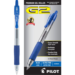 PILOT frontal pack de 12 bolígrafos G2 azul mostrando el conjunto y ahorro