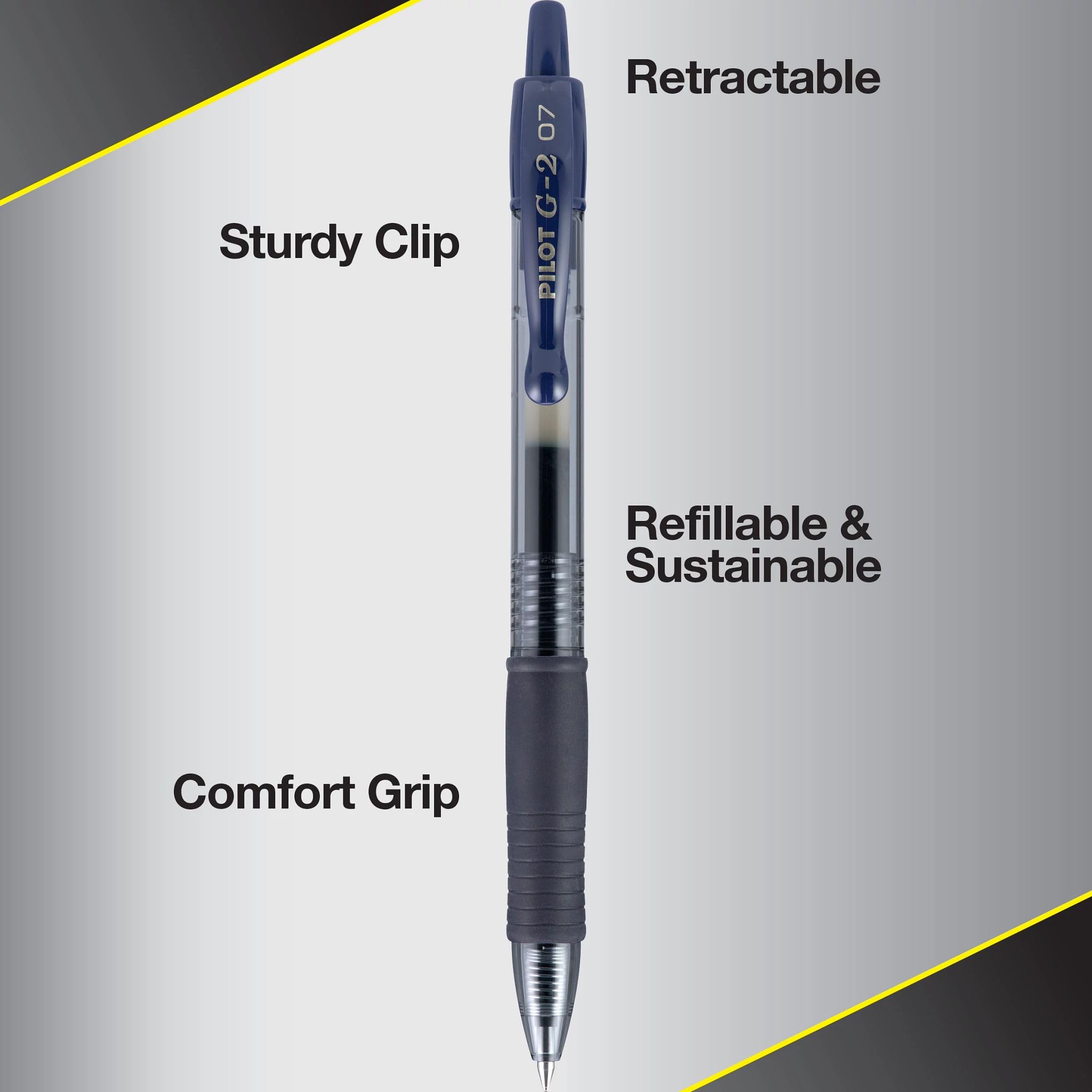 PILOT G2 foco en el cuerpo y la inscripción de la marca, calidad visible