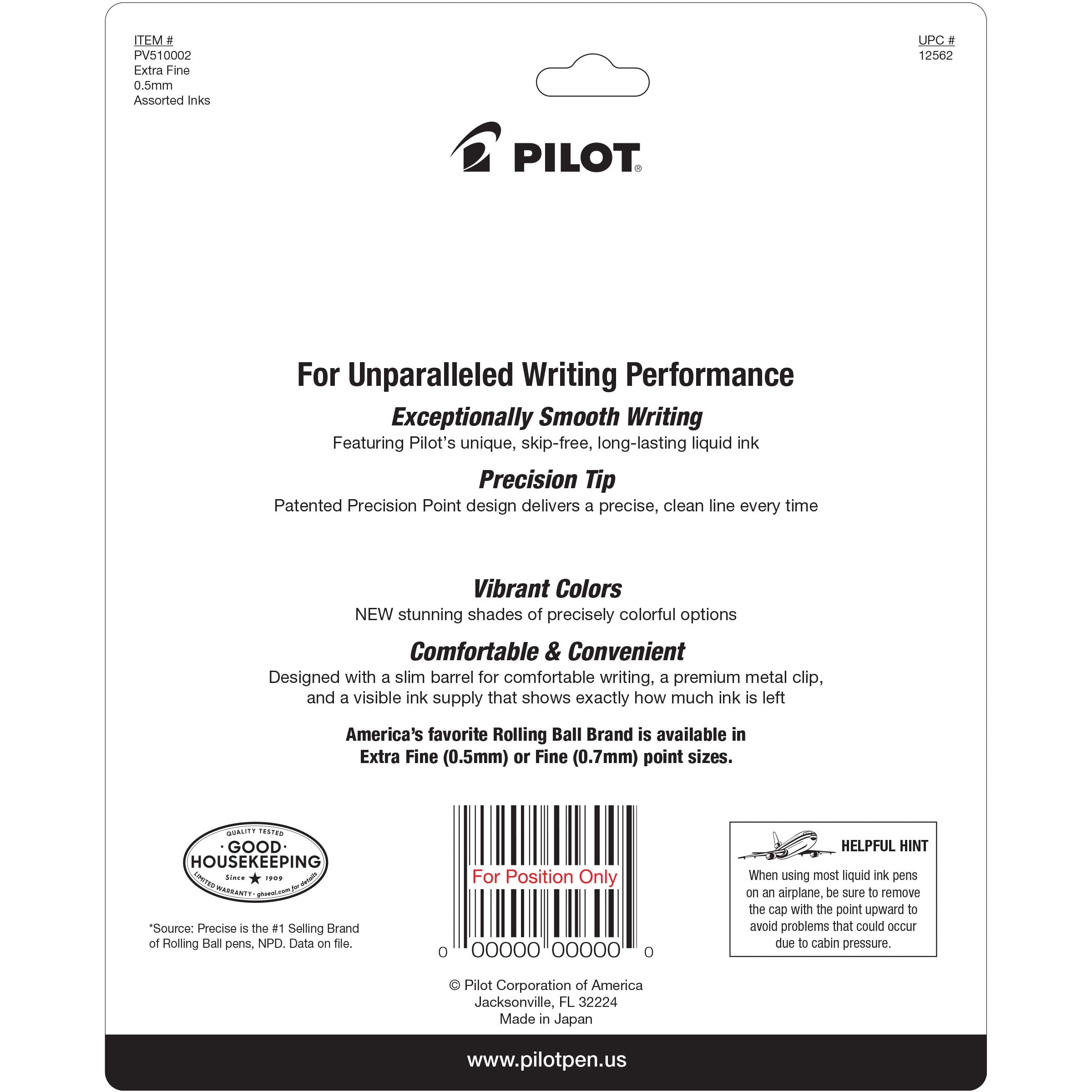 PILOT Precise V5 bolígrafo escribiendo en cuaderno ilustrando uso diario y control