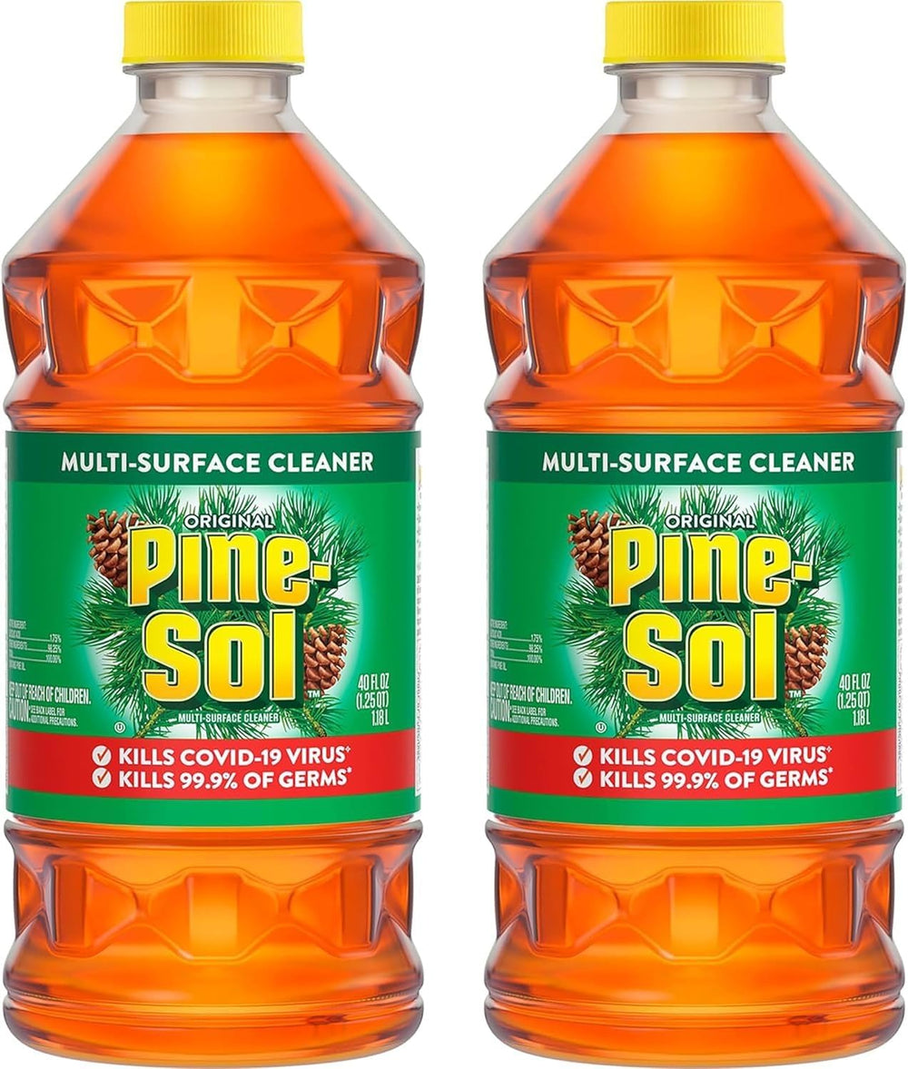 Pine-Sol botella frontal paquete de dos mostrando etiqueta y aroma pino, ideal para limpieza