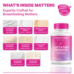 Pink Stork cápsula en primer plano fácil de tragar y cómoda para madres