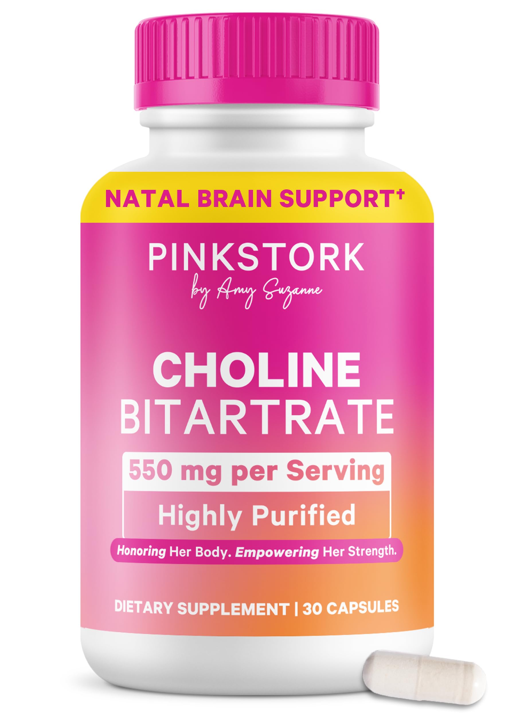 Pink Stork frente del producto mostrando botella y diseño, confianza visual