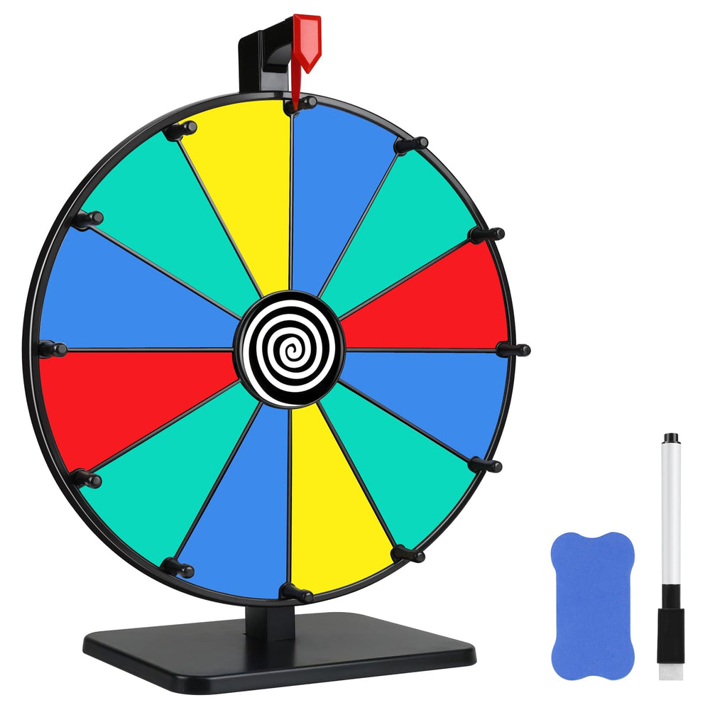 Pionites ruleta frontal sobre mesa mostrando colores vibrantes y atracción visual