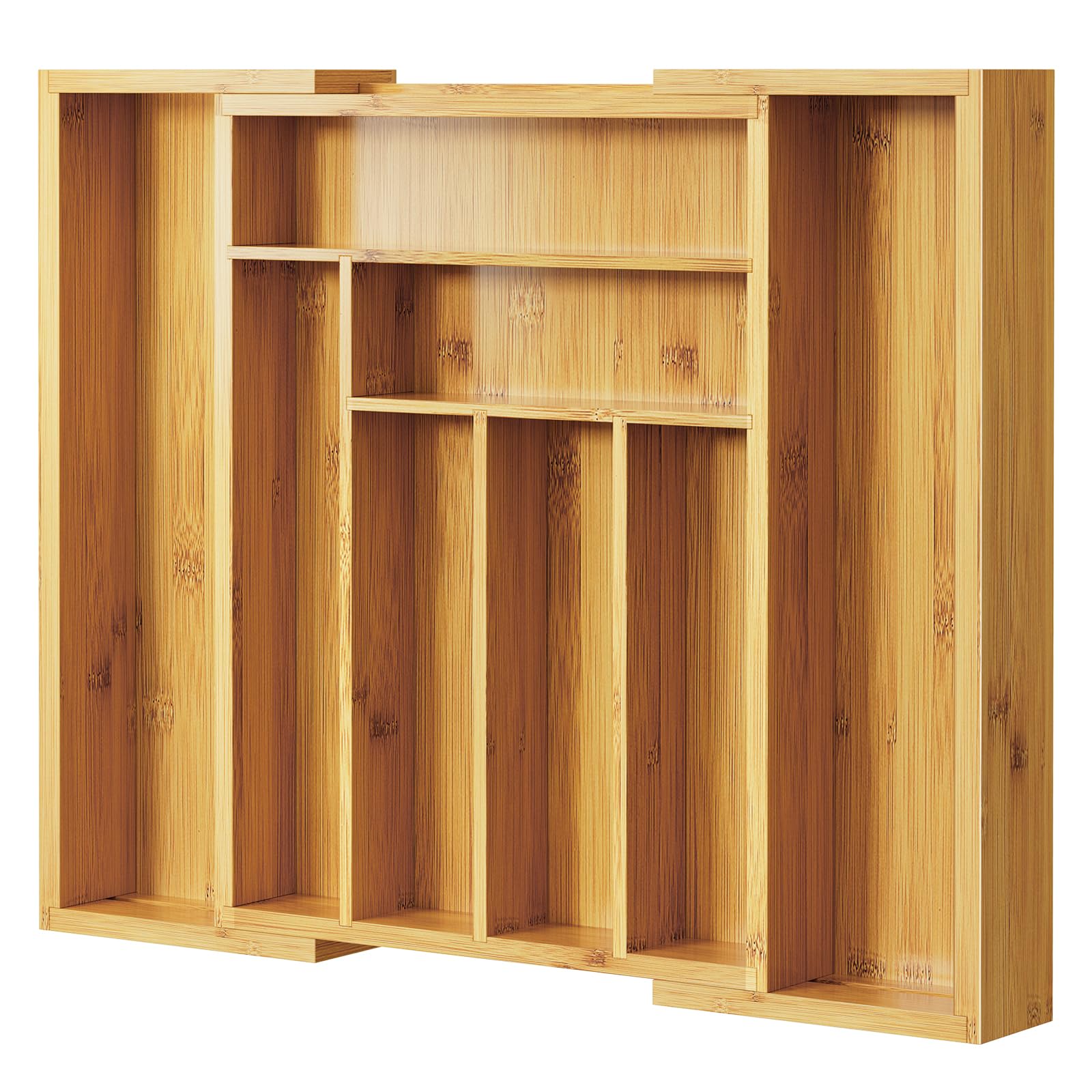 Pipishell vista frontal del organizador de bambú, elegante y funcional