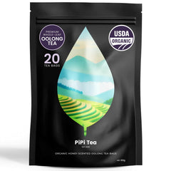 PiPi Tea paquete frontal mostrando bolsitas y beneficio de sabor limpio