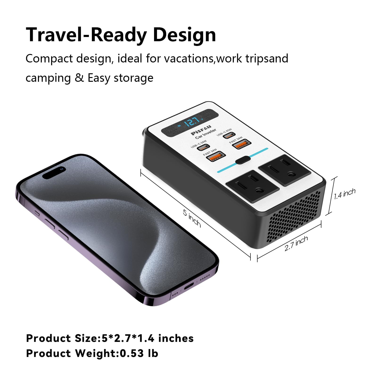 PiSFAU comparado con un smartphone, tamaño compacto y transporte sencillo