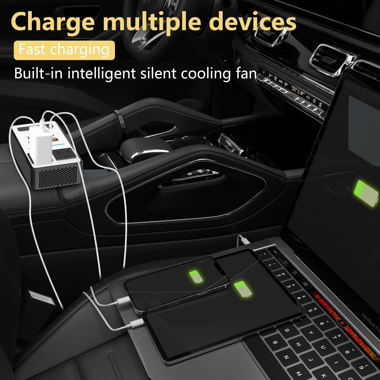 PiSFAU detalle de puertos USB-C y USB-A, carga rápida y ordenada
