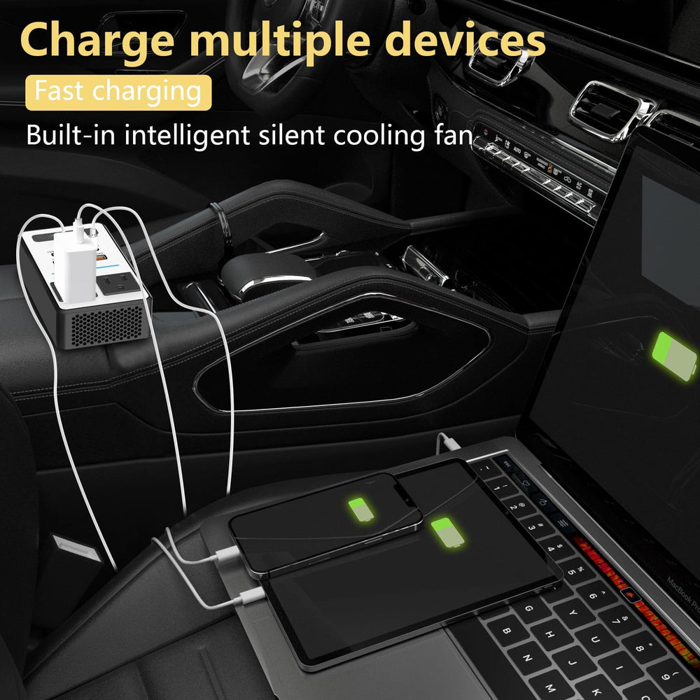 PiSFAU detalle de puertos USB-C y USB-A, carga rápida y ordenada