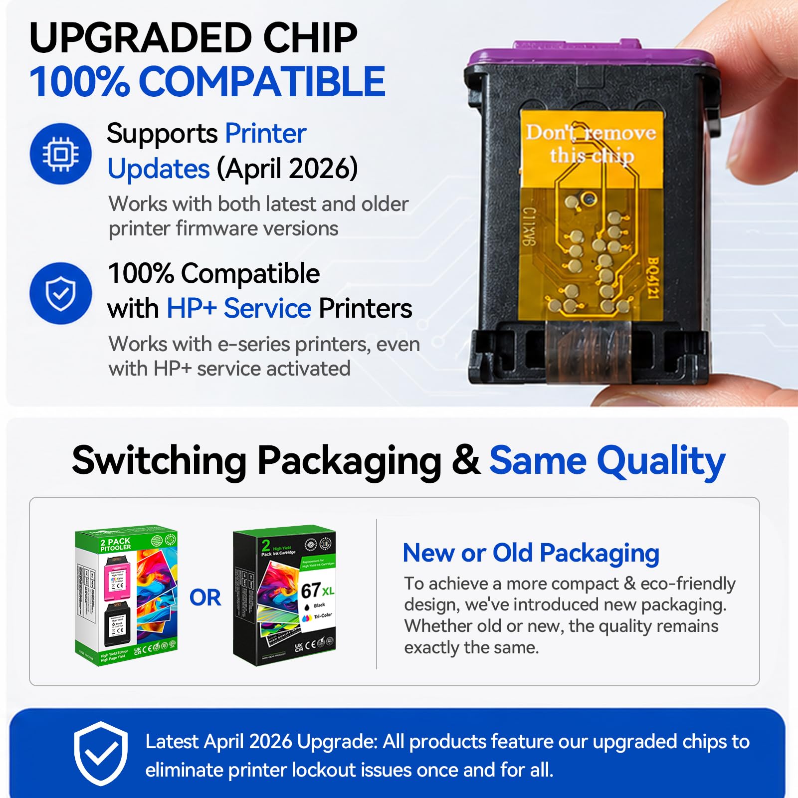 Pitooler detalle del chip actualizado para compatibilidad HP y confiabilidad