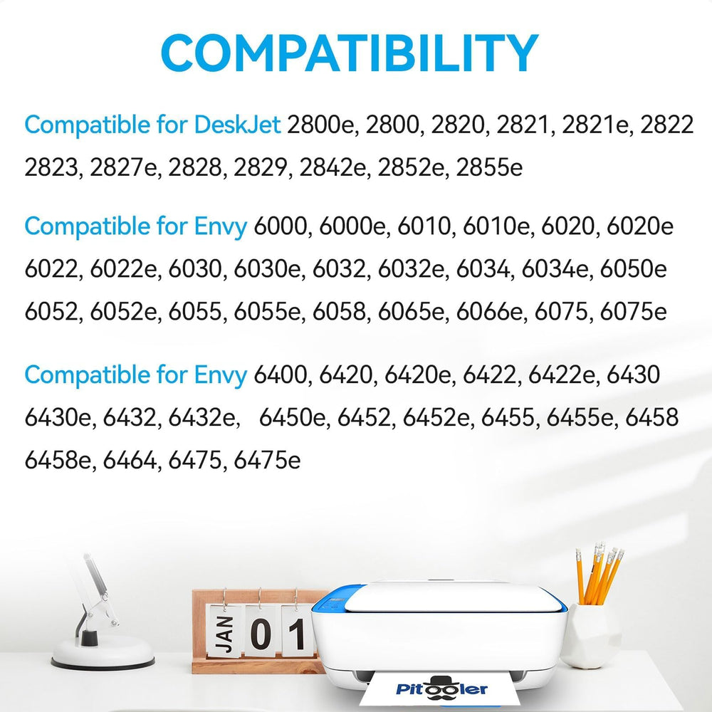 Pitooler etiqueta con lista de modelos compatibles para identificar impresoras