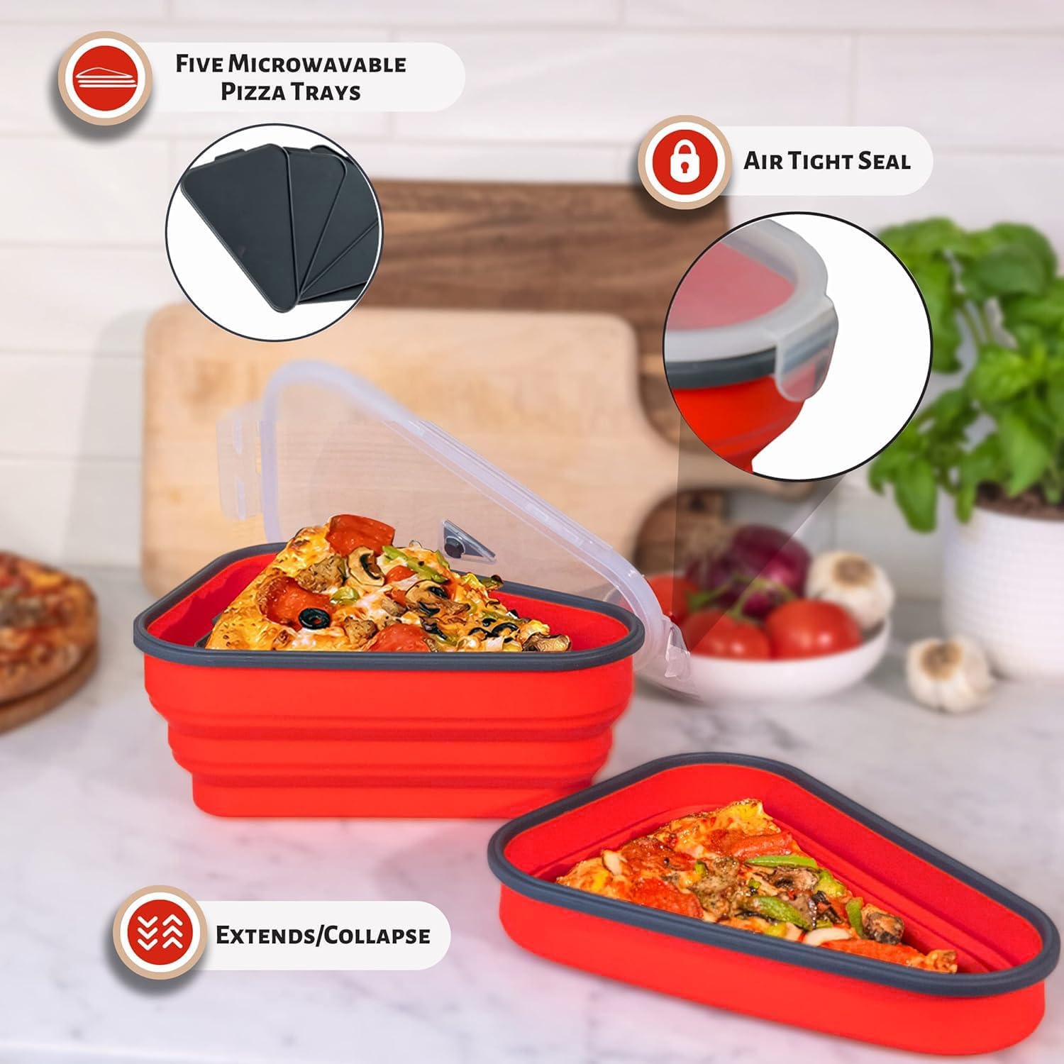 PIZZA PACK porción en bandeja recalentándose para comer rápido