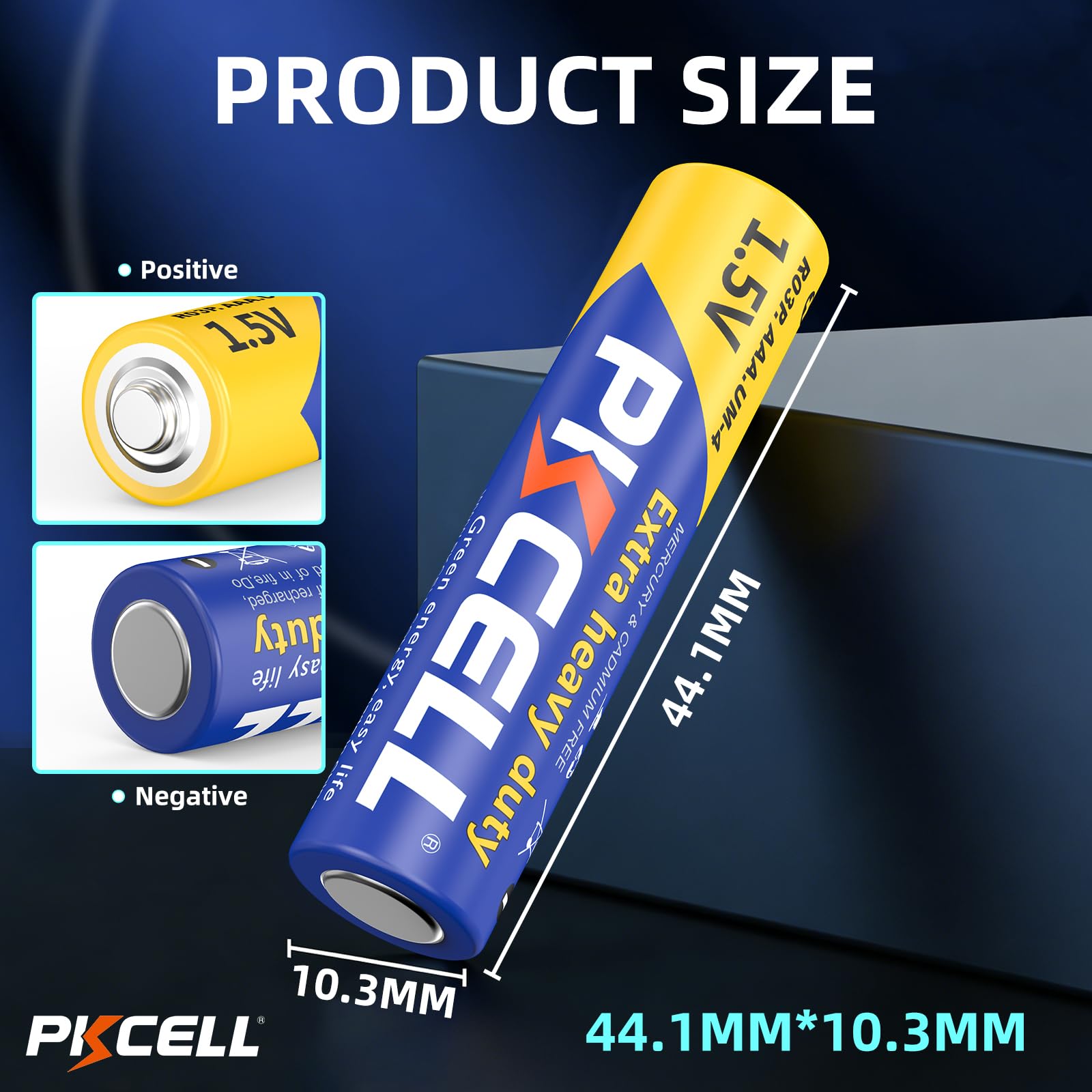 PKCELL primer plano del terminal de la pila AAA que muestra calidad y acabado
