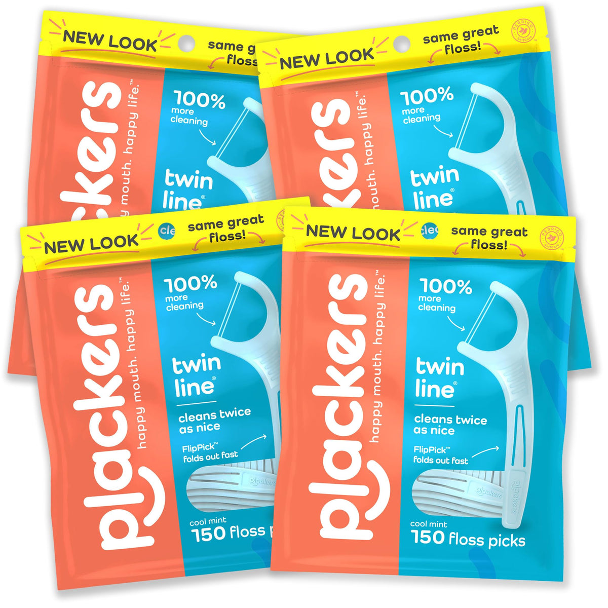 Plackers empaque frontal mostrando cantidad y sabor menta, aporta confianza de compra