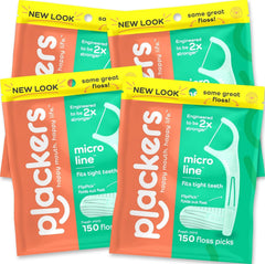 Plackers envase frontal mostrando 150 unidades y beneficio portabilidad