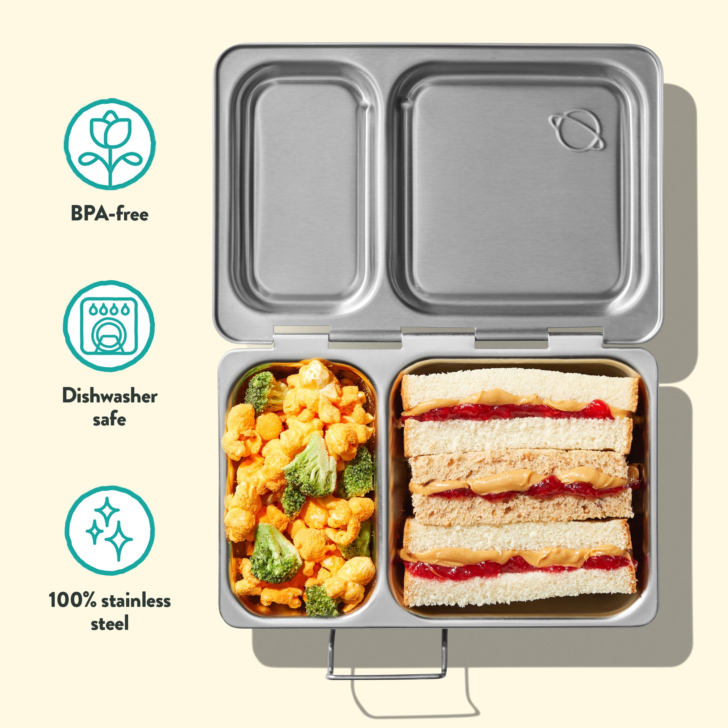 PlanetBox Shuttle dentro de una mochila escolar para transporte seguro