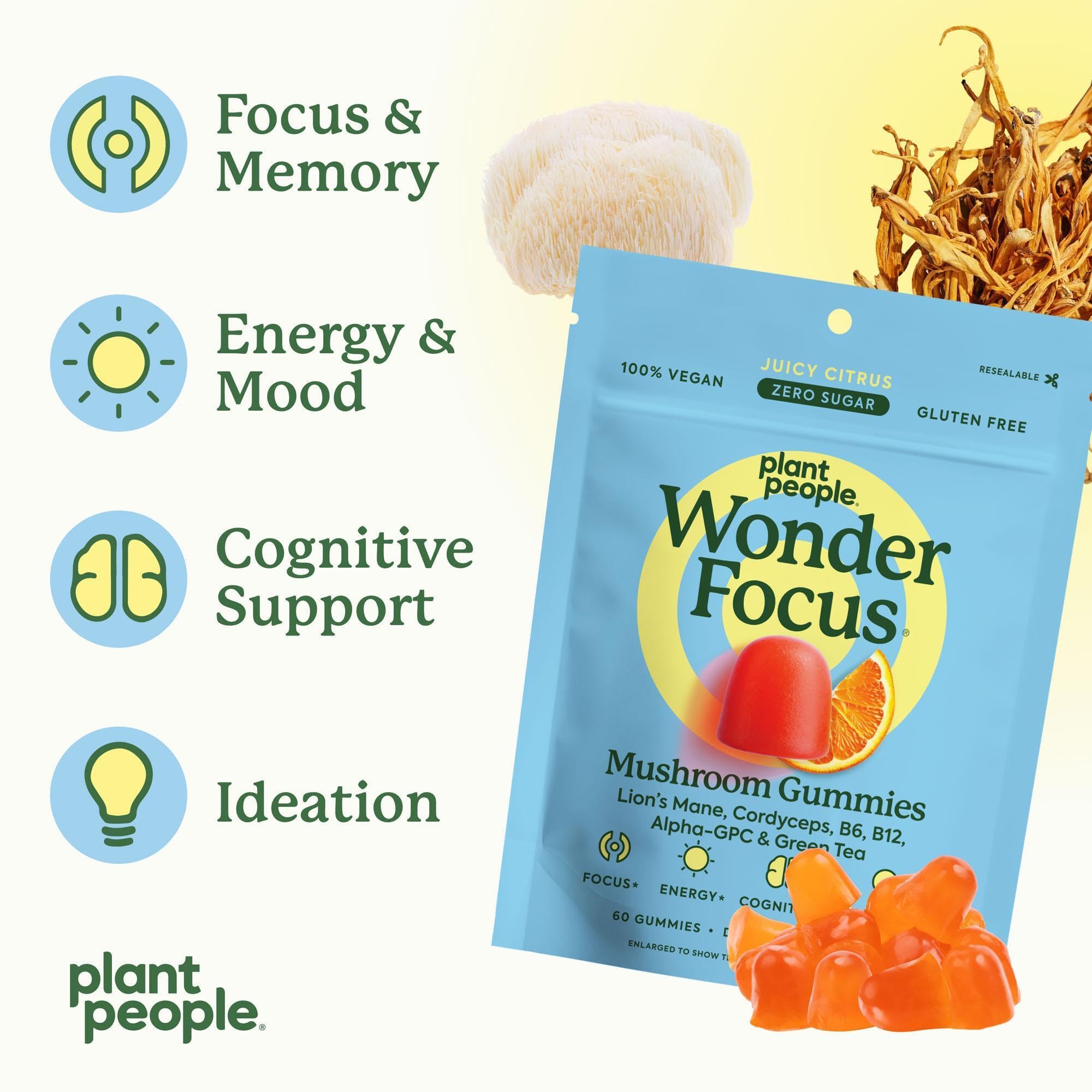 Plant People cordyceps mostrado como ingrediente para energía sostenida