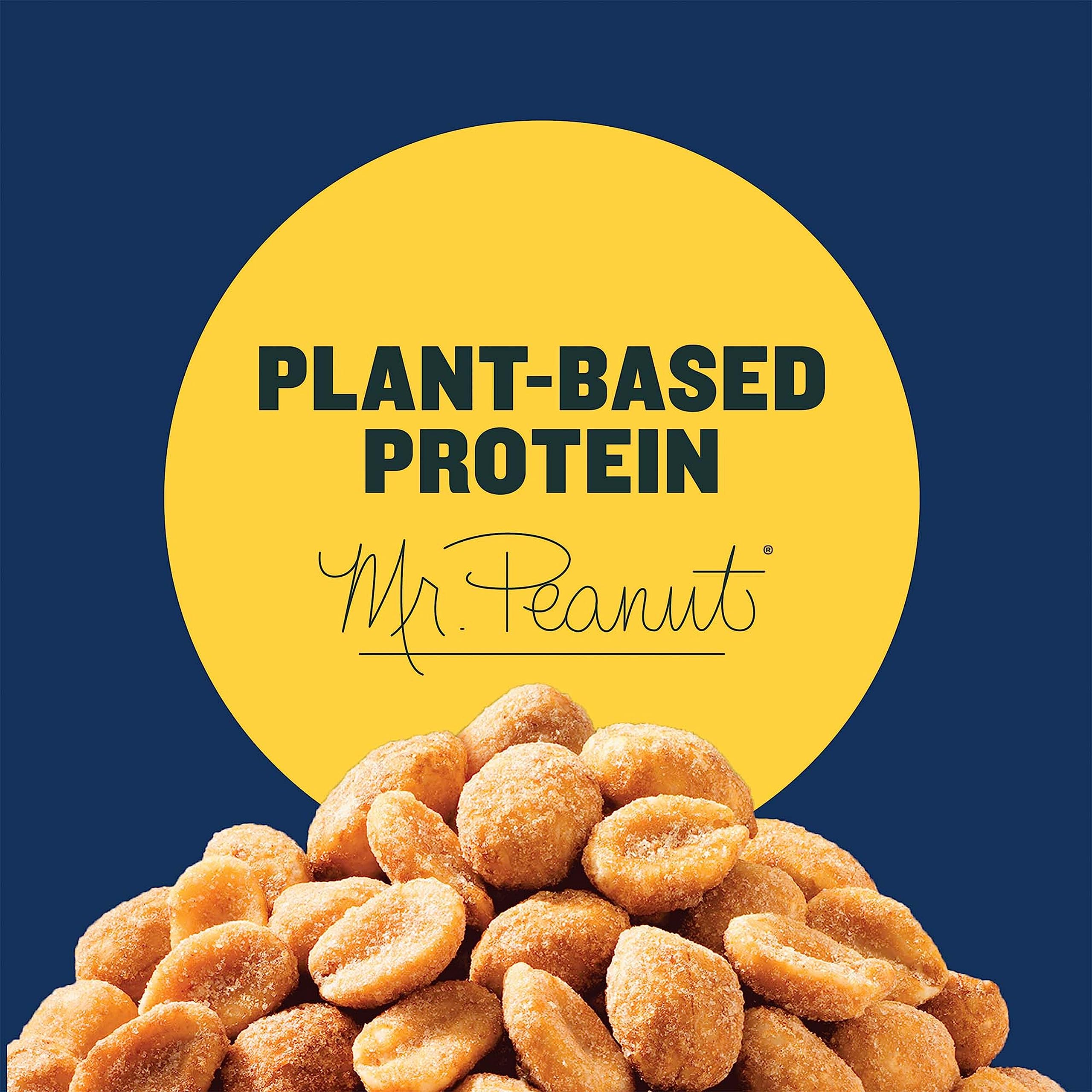 PLANTERS bolsita abierta con cacahuates en mano, porción portátil inmediata