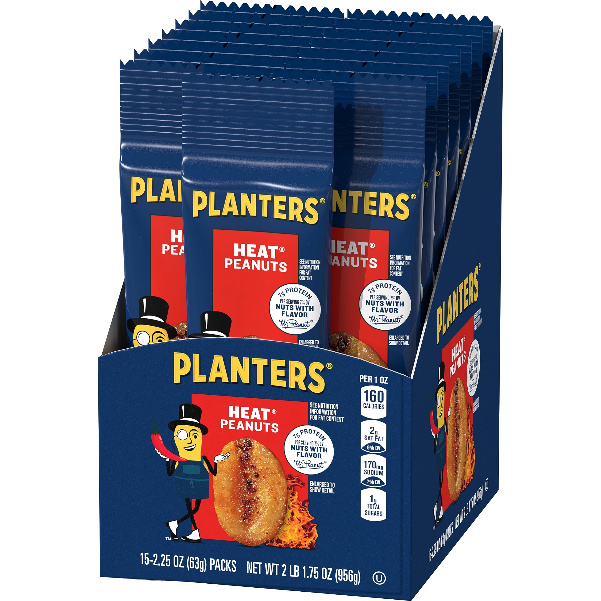 PLANTERS primer plano de textura crujiente y recubrimiento picante