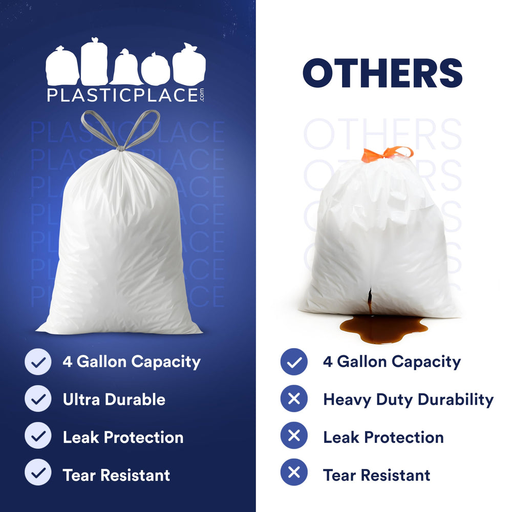 Plasticplace etiqueta con medidas 17x16 pulgadas y especificaciones del material LDPE