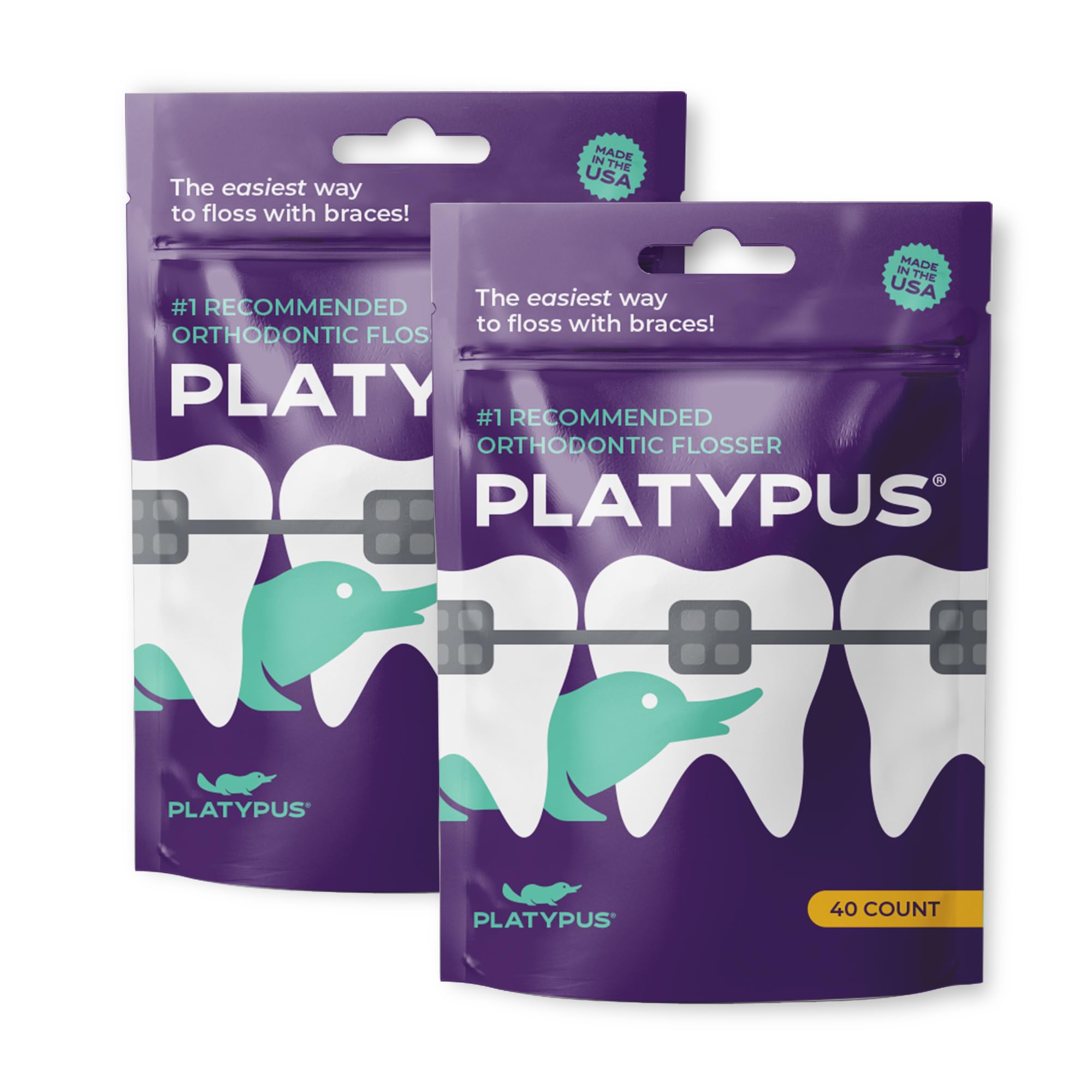 Platypus empaque frontal mostrando cantidad y formato, práctico para almacenamiento