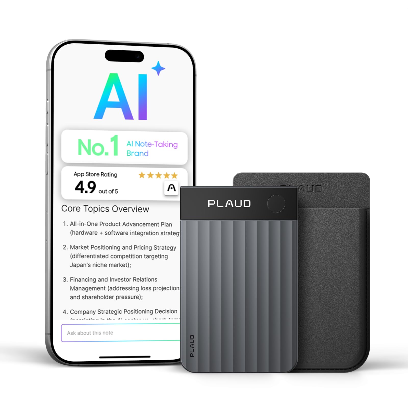 Plaud Note Pro vista frontal con diseño ultradelgado y captura clara