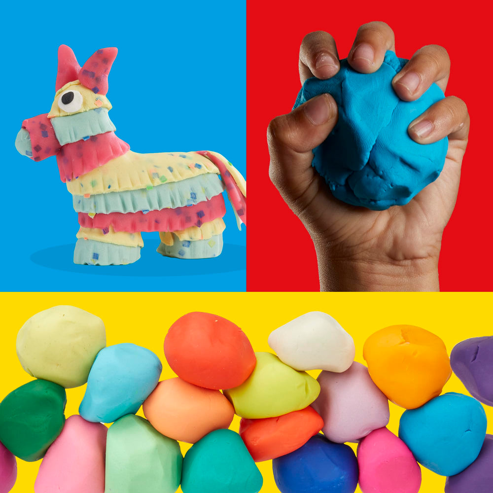 Play‑Doh Color Burst mixing swatches demonstrating blended hues and guidance