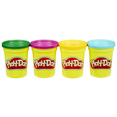 Play‑Doh frente del empaque mostrando los cuatro colores, fácil identificación