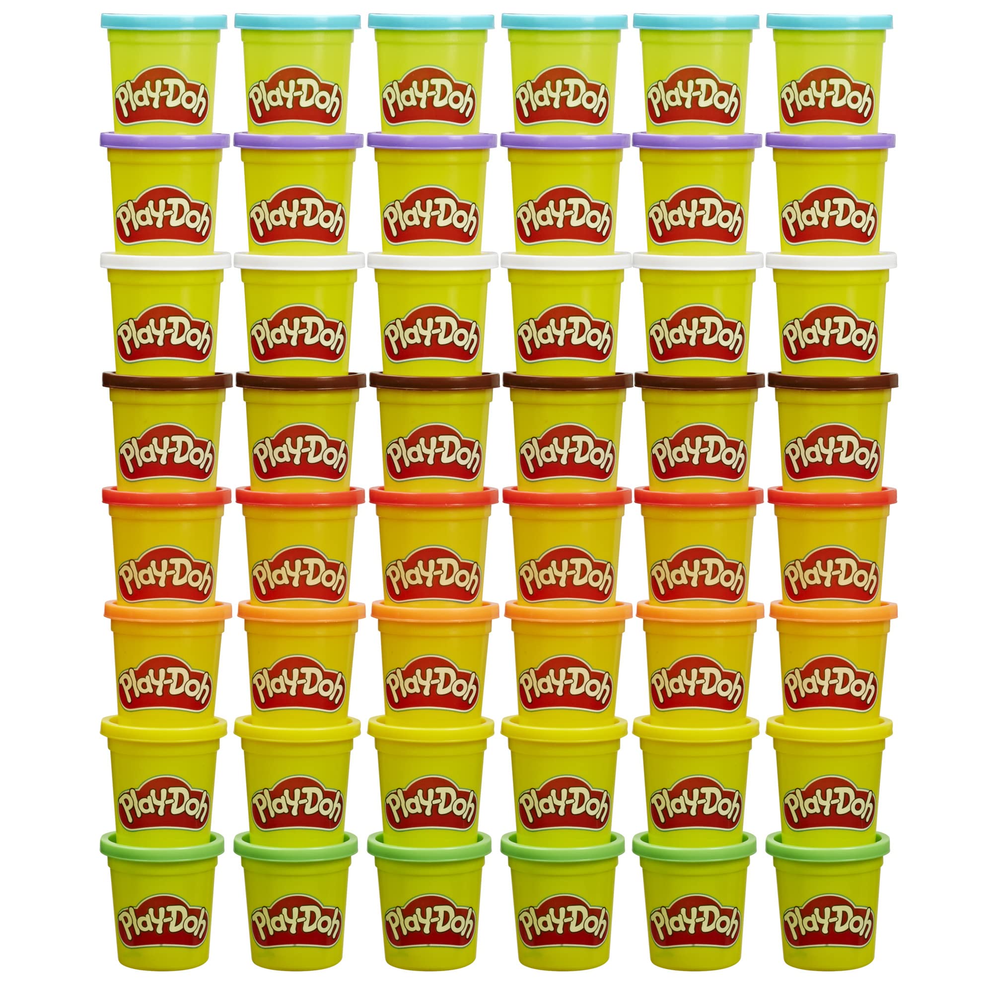 Play‑Doh pack frontal mostrando las 48 latas y colores para aulas