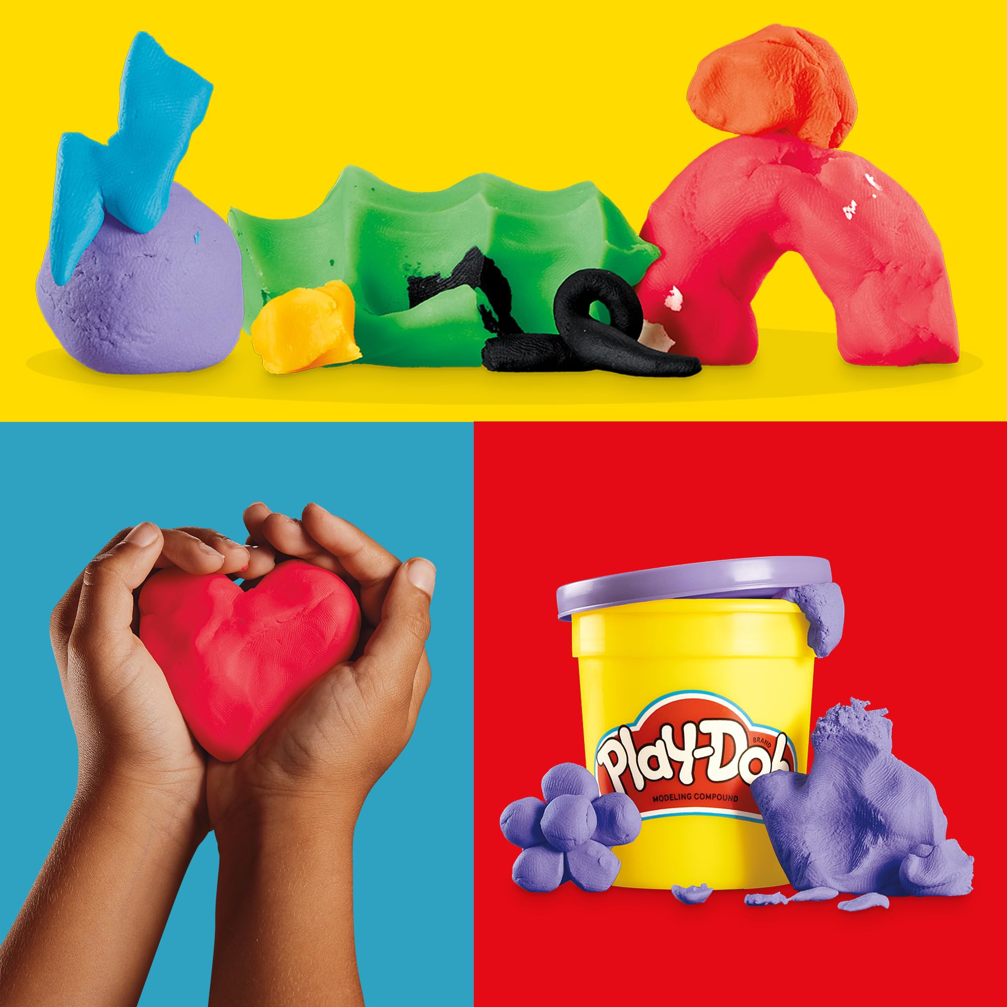 Play‑Doh latas apiladas detalle de envase que facilita almacenamiento