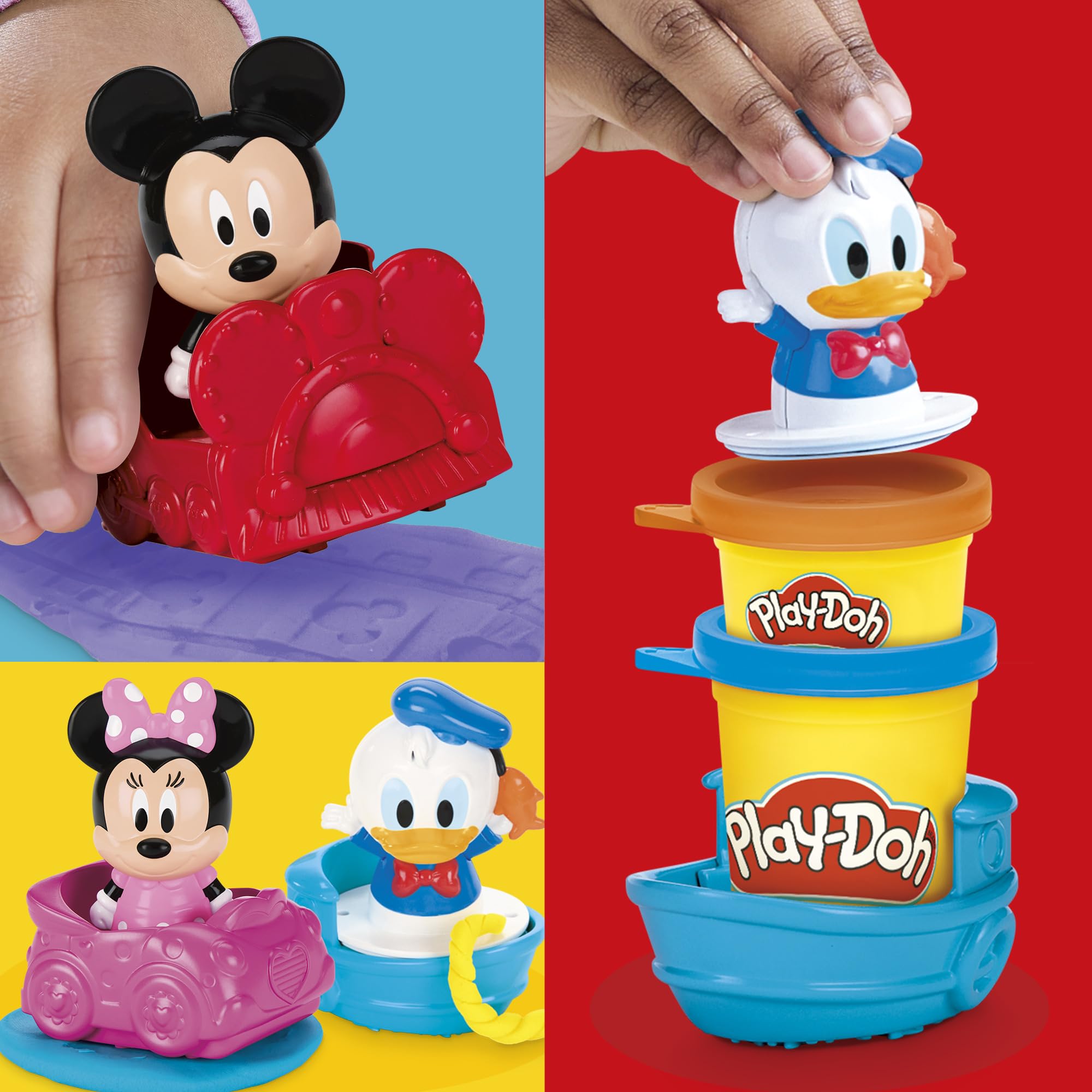 Play-Doh Minnie sentada sobre bote ilustrando apilado y juego