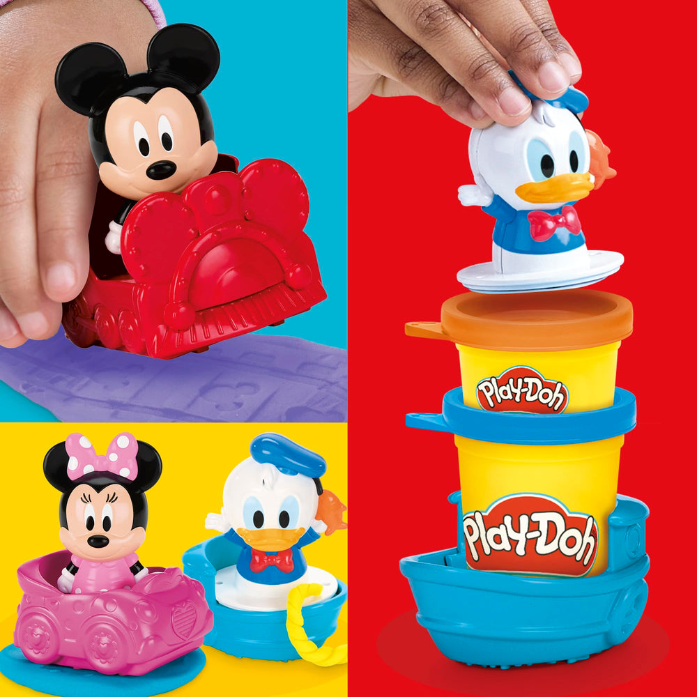 Play-Doh Minnie sentada sobre bote ilustrando apilado y juego
