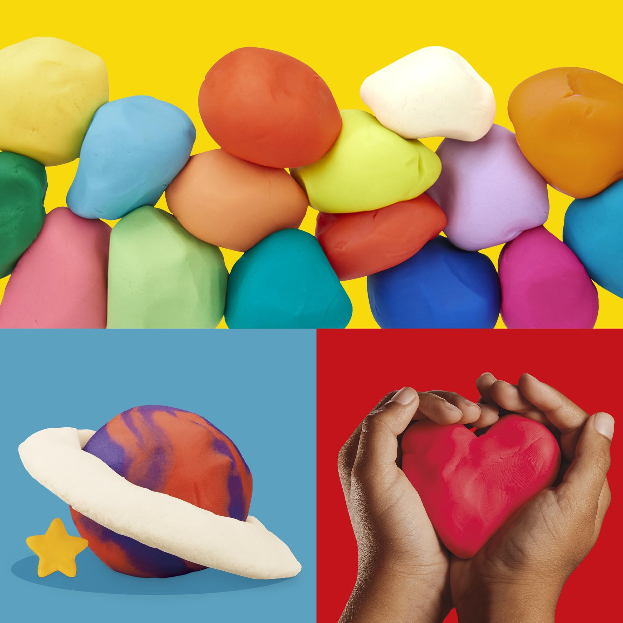 Play‑Doh niños jugando en mesa con colores variados fomentando creatividad