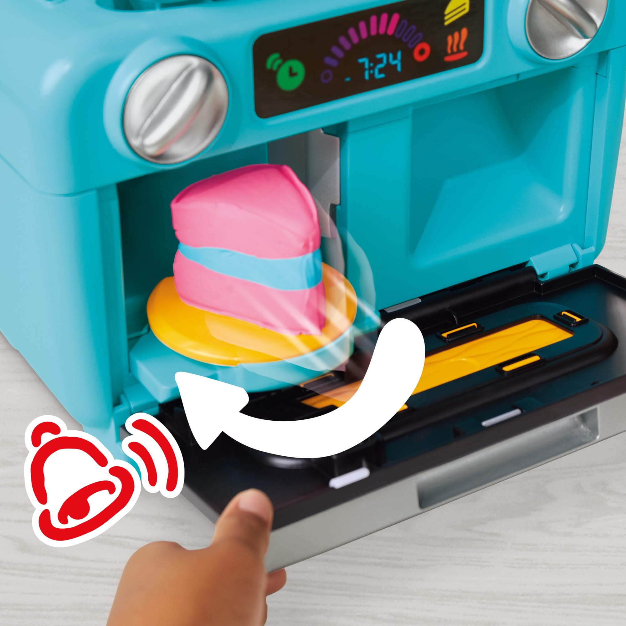 Play-Doh porción saliendo del mecanismo giratorio con efecto sorpresa