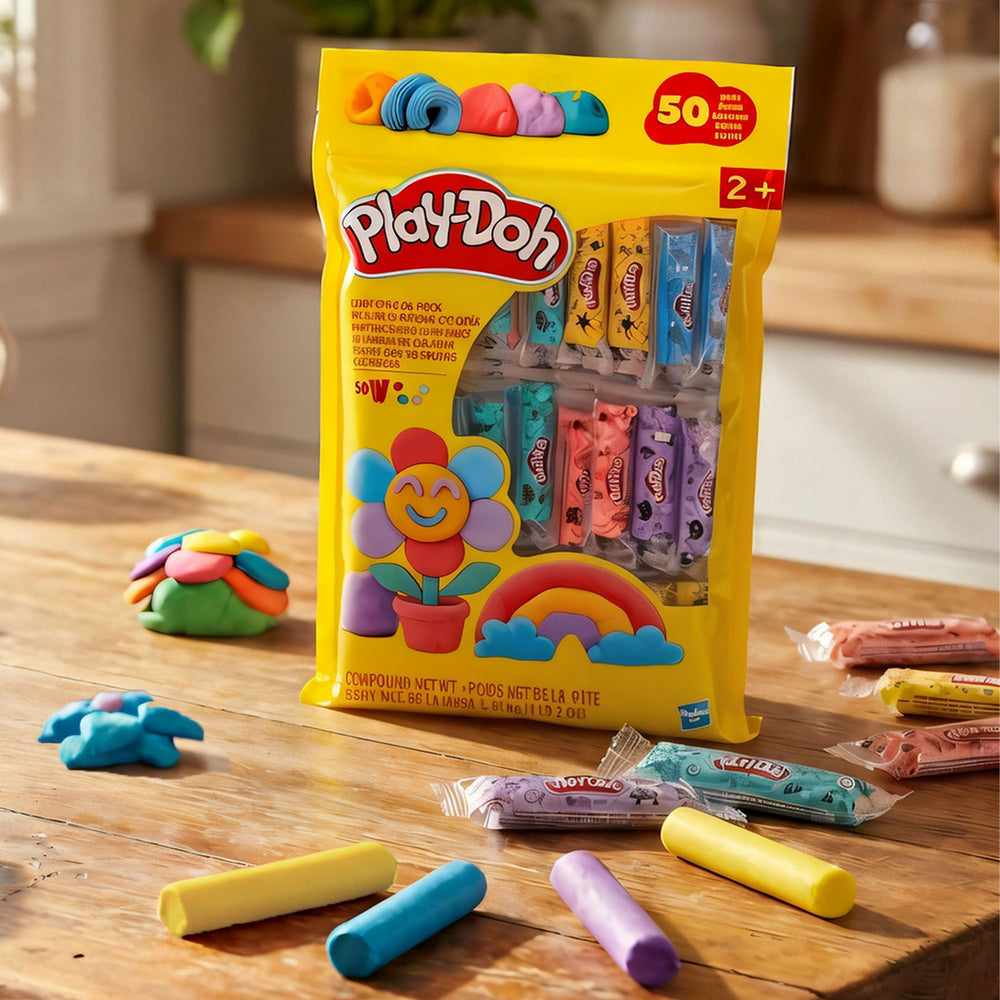 Play-Doh tamaño comparado con mano muestra porción de 1 onza