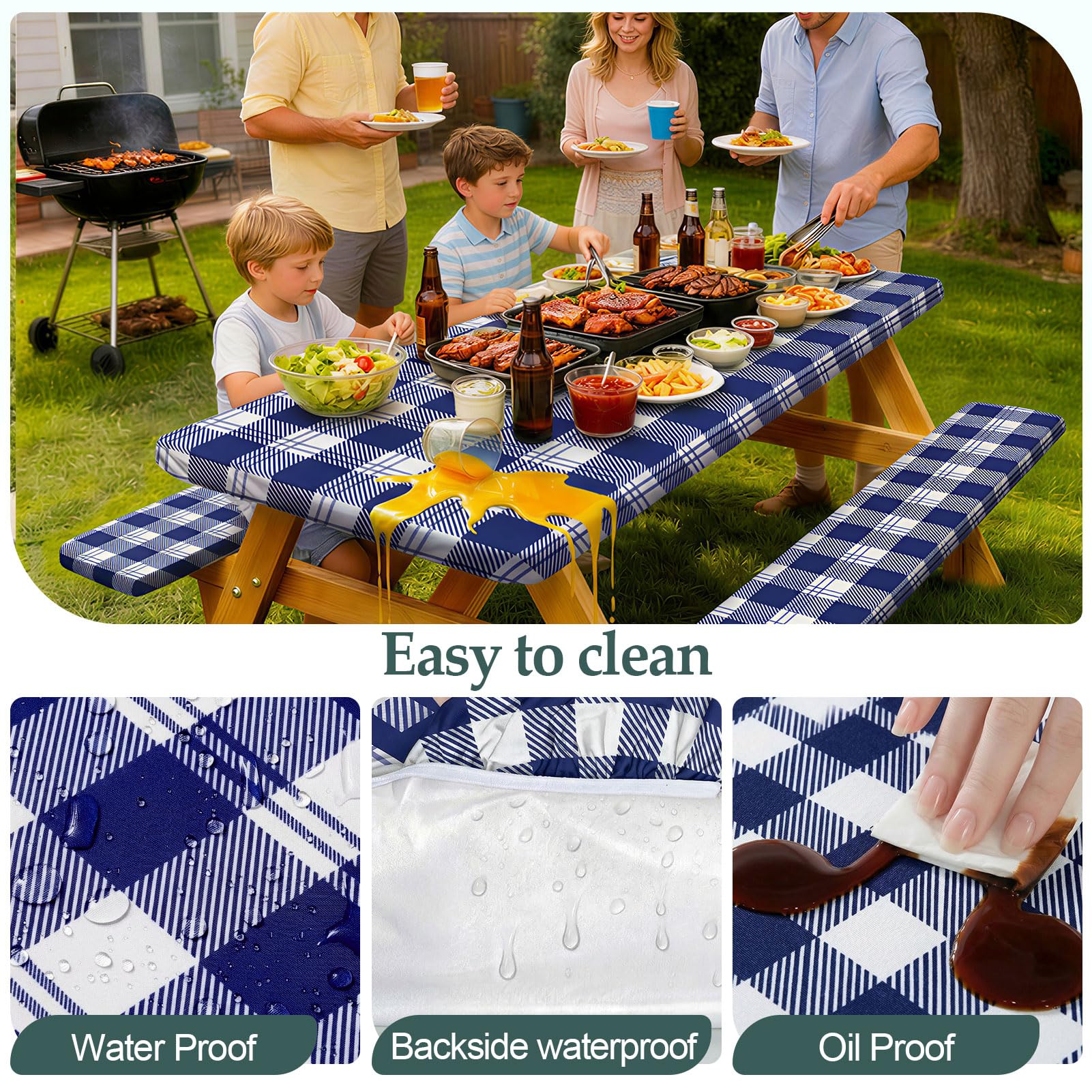 Play Tailor mesa de picnic cubierta lista para usar en exterior