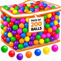 Play22 vista frontal del pack mostrando las 200 bolas y los colores vivos