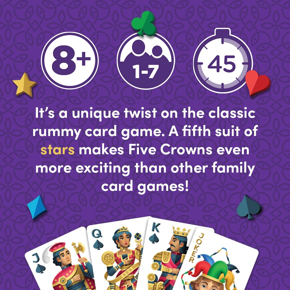 PlayMonster hoja de puntuación personalizada de Five Crowns, seguimiento claro de rondas