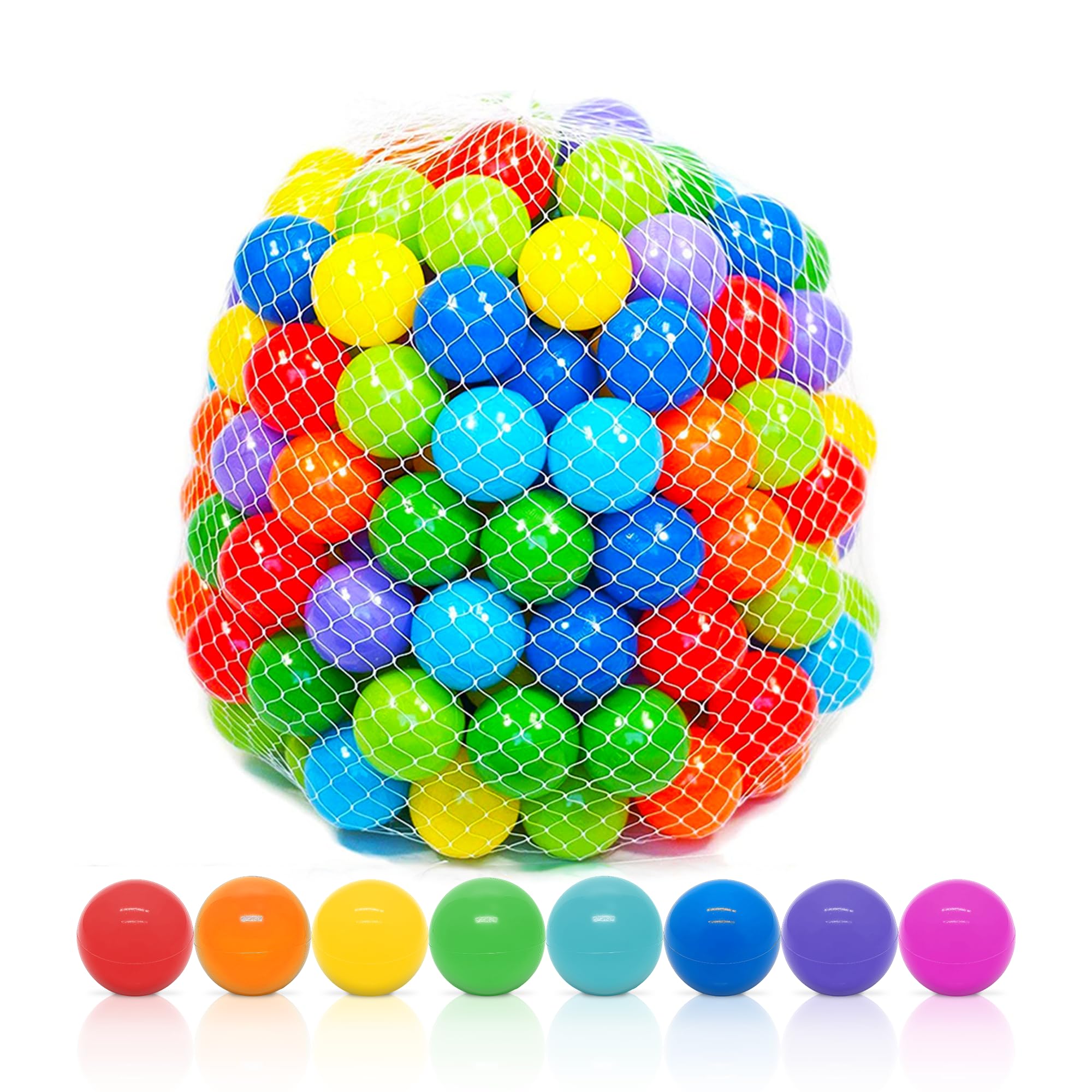 Playz frente del empaque mostrando 50 pelotas y beneficio seguridad