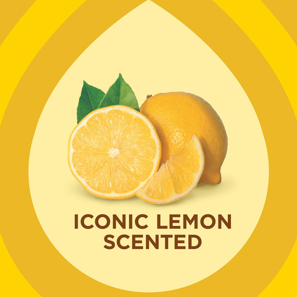 Pledge etiqueta con información de ingredientes, fórmula sin amoníaco