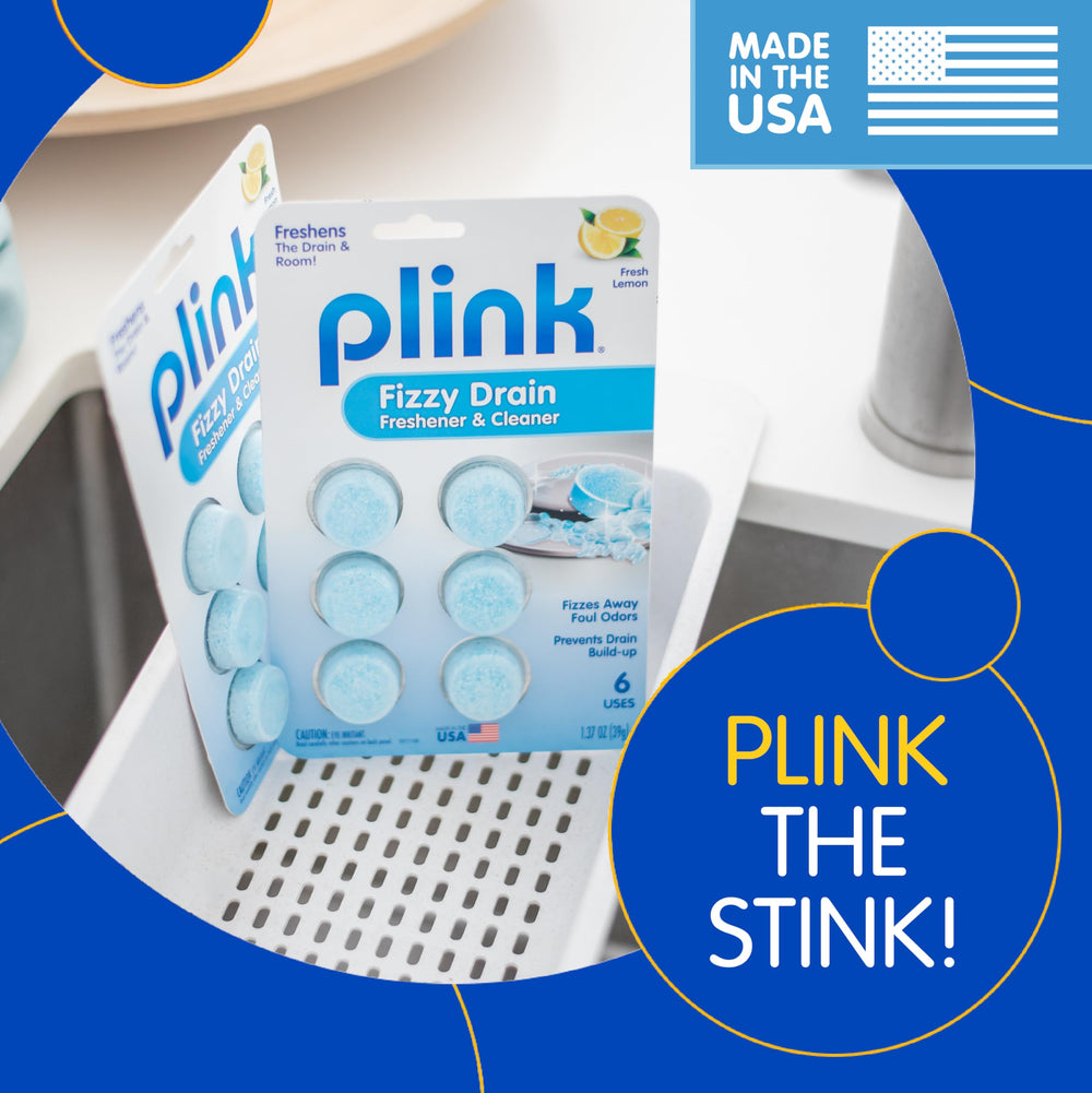 Plink escena de baño limpio destacando fragancia a limón y ambiente fresco