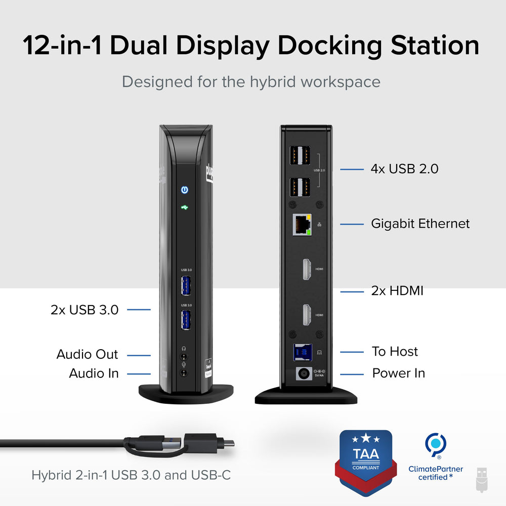 Plugable UD-3900 vista de puertos con Ethernet y seis USB para productividad