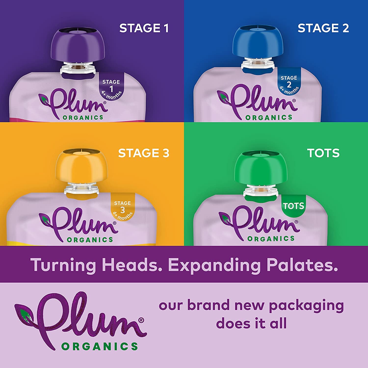 Plum Organics pouch resellado en bolso, mantiene frescura entre usos
