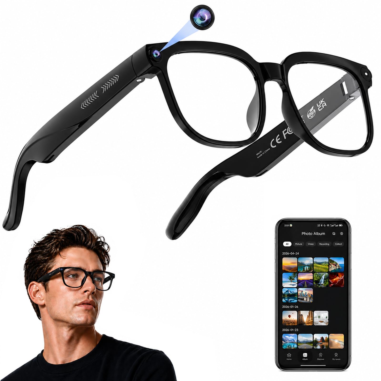 Plunthorn gafas inteligentes frontal mostrando diseño ligero y moderno