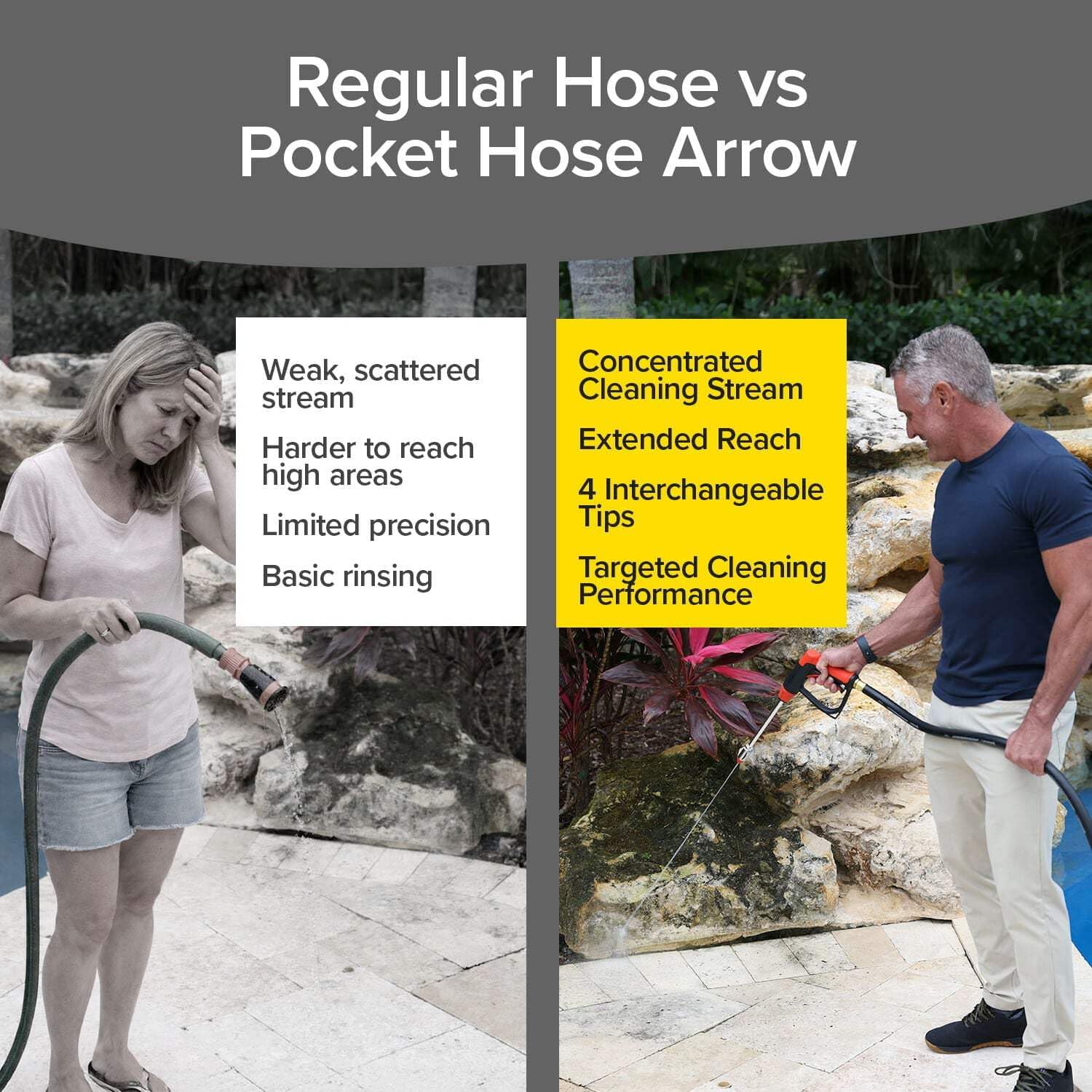 Pocket Hose boquilla usada en entorno de jardín mostrando versatilidad