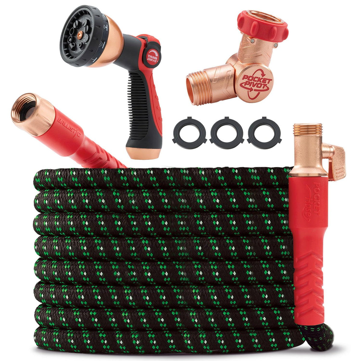 Pocket Hose Ballistic vista frontal mostrando longitud y diseño duradero