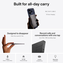 Pocket adherida a un iPhone con MagSafe para grabación manos libres y conveniencia
